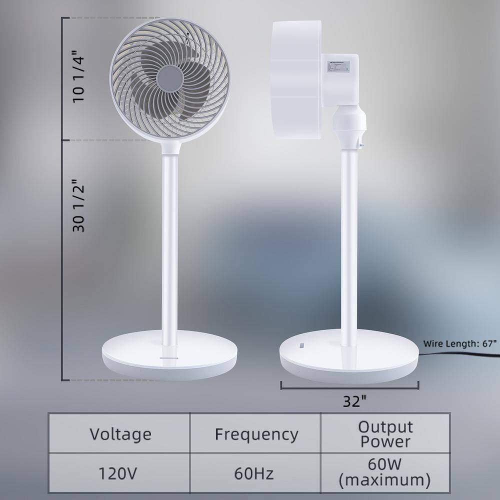 Tidoin White 10 in. 3-Speed Stand Pedestal Fan for IndoorOutdoor with 3 Modes 15 Hours Timer and 70 Oscillating Circulating DHS-YDHI-WRC