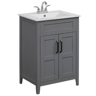 Twin Star Home 24 in. W x 18 in. D x 34 in. H Single Bathroom Vanity Top in Huron Gray with Sink Included 24BV34018-F988