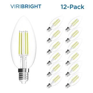 Viribright 35-Watt Equivalent B10 Dimmable ENERGY STAR E12 Candelabra Base LED Light Bulb 2700K warm White (12-Pack) 750192-12MC