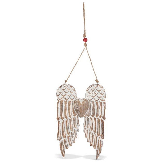 Lone Elm Studios Set Of 3 Hanging Mango Wood Angel Wings