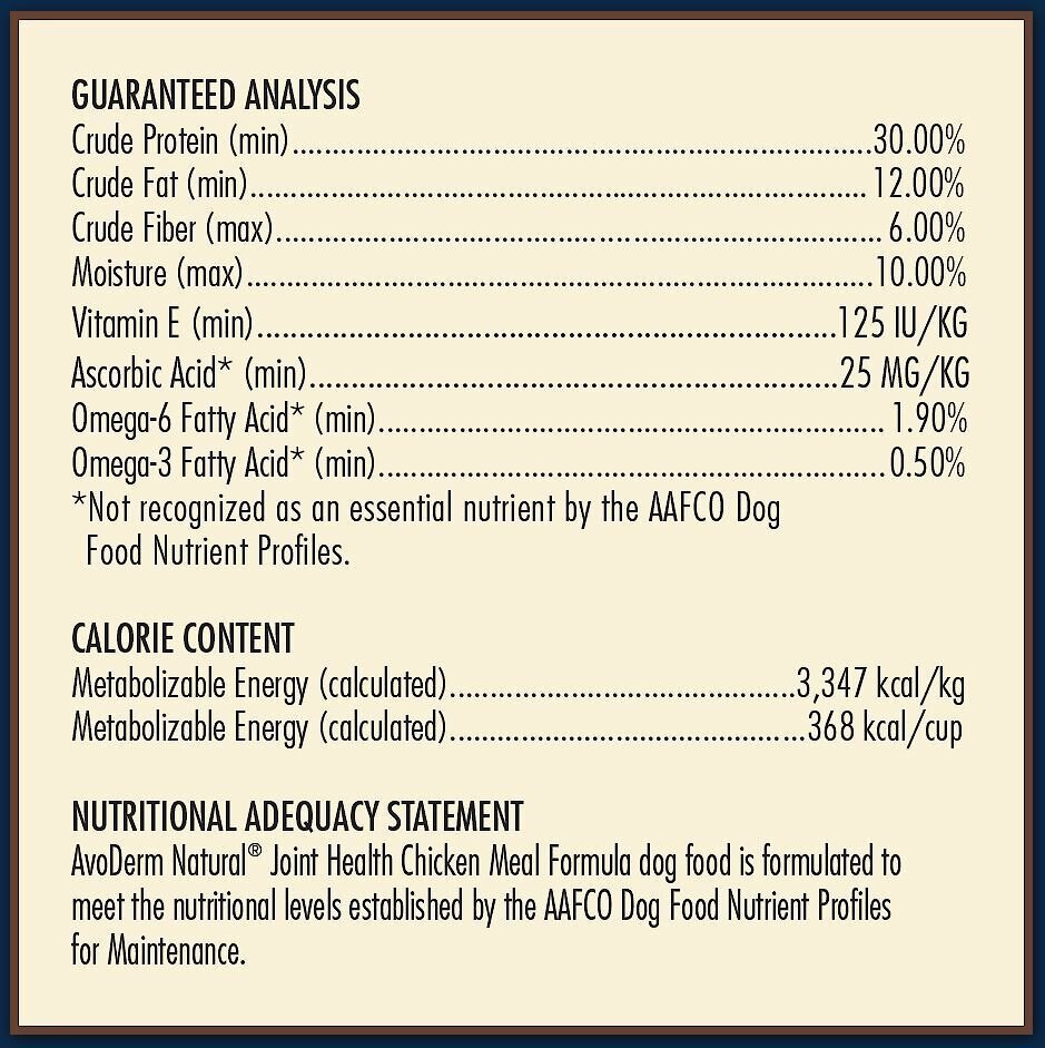 AvoDerm Advanced Joint Health Chicken Meal Formula Grain-Free Dry Dog Food