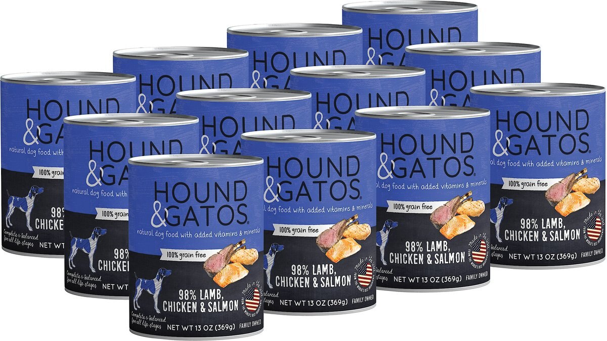 Hound and Gatos 98% Lamb， Chicken and Salmon Grain-Free Canned Dog Food