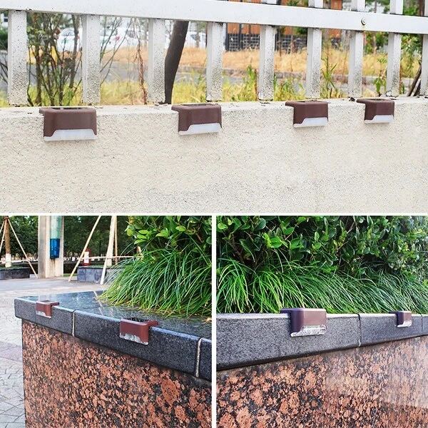 4pcs Solar LED Deck Light Outdoor Garden Path Lamp, Colorful Light