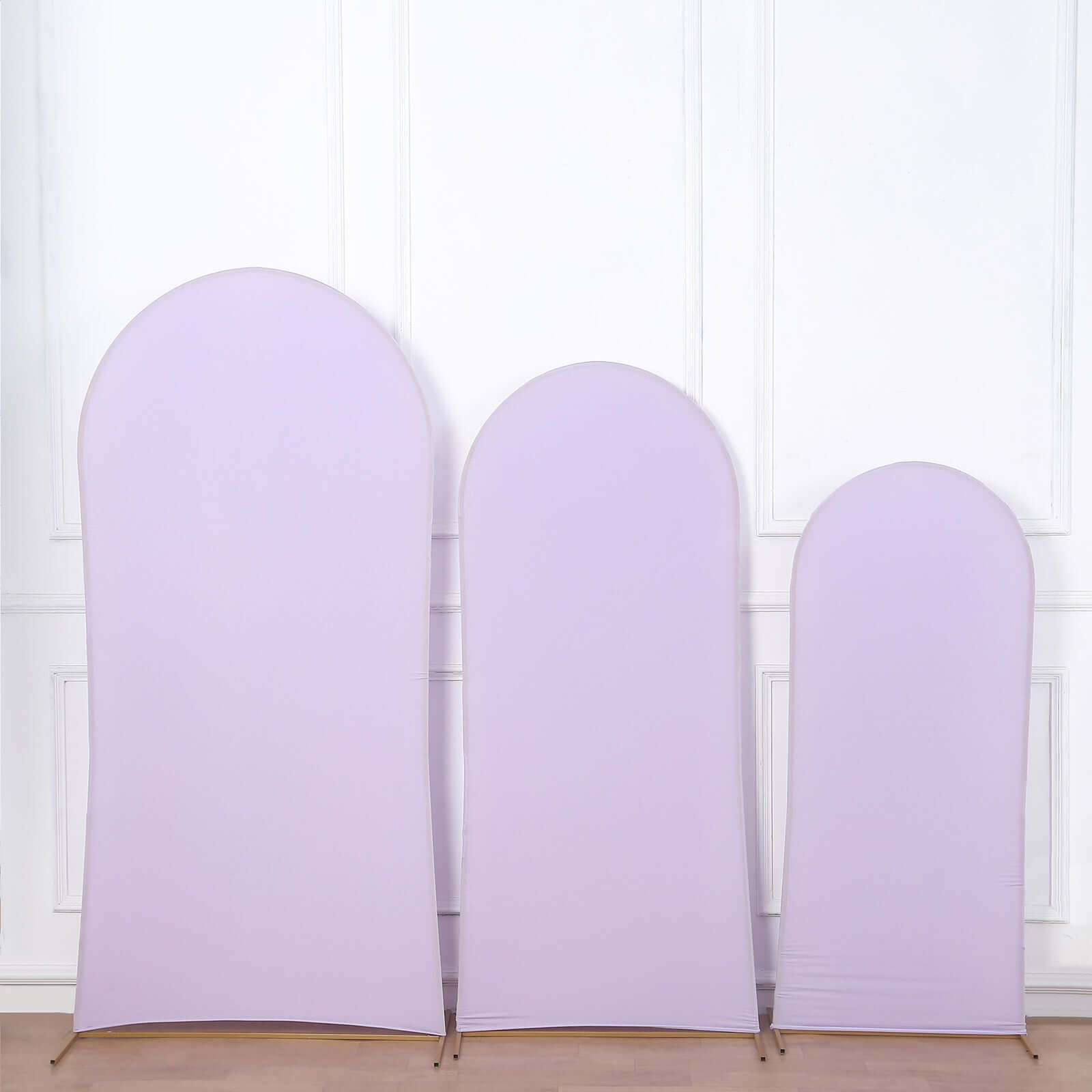 Set of 3 Matte Lavender Lilac Spandex Fitted Wedding Arch Covers For Round Top Chiara Backdrop Stands 5ft, 6ft, 7ft