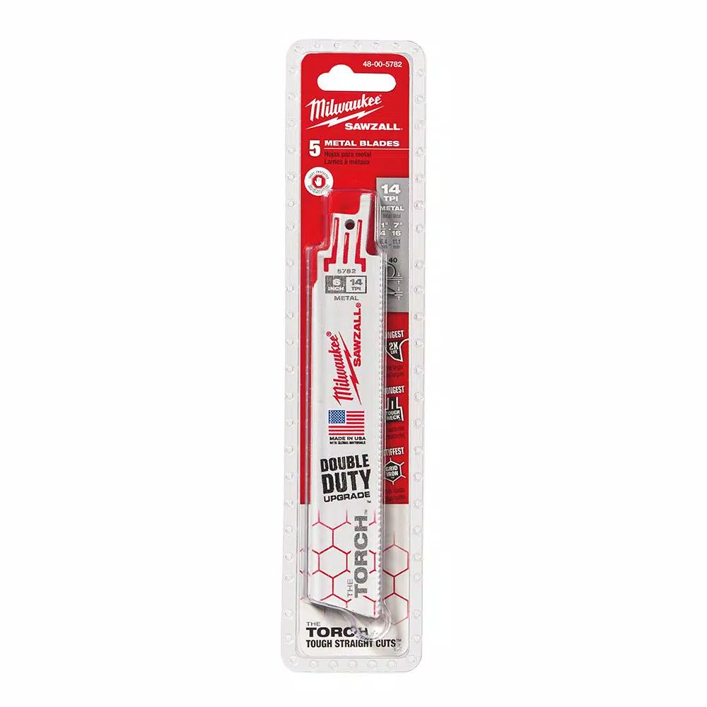 Milwaukee 6 in. 14 TPI Torch Medium Metal Cutting SAWZALL Reciprocating Saw Blades (5-Pack) and#8211; XDC Depot