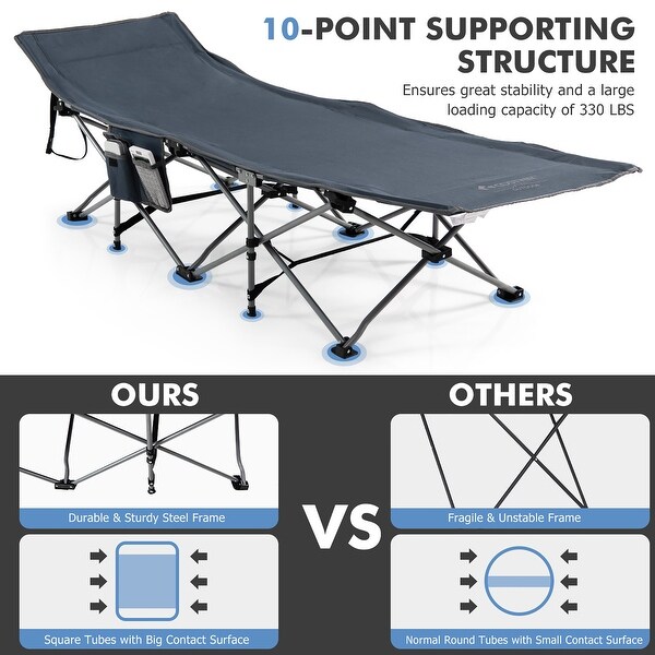 Costway Folding Retractable Travel Camping Cot w/Removable Mattress and