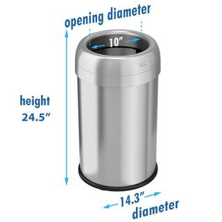 HALO 13 Gal. Round Open Top Commercial Grade Stainless Steel Trash Can and Recycle Bin with Dual-Deodorizer OT13STR