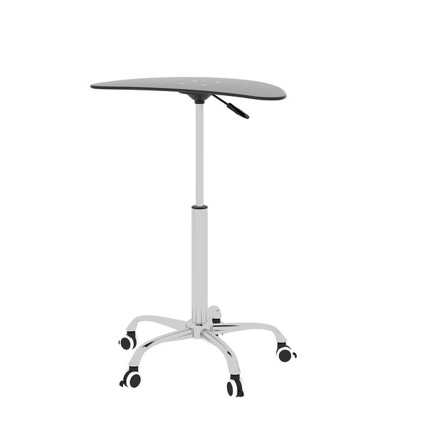 Adjustable Height Black Table Desk with Lockable Wheels