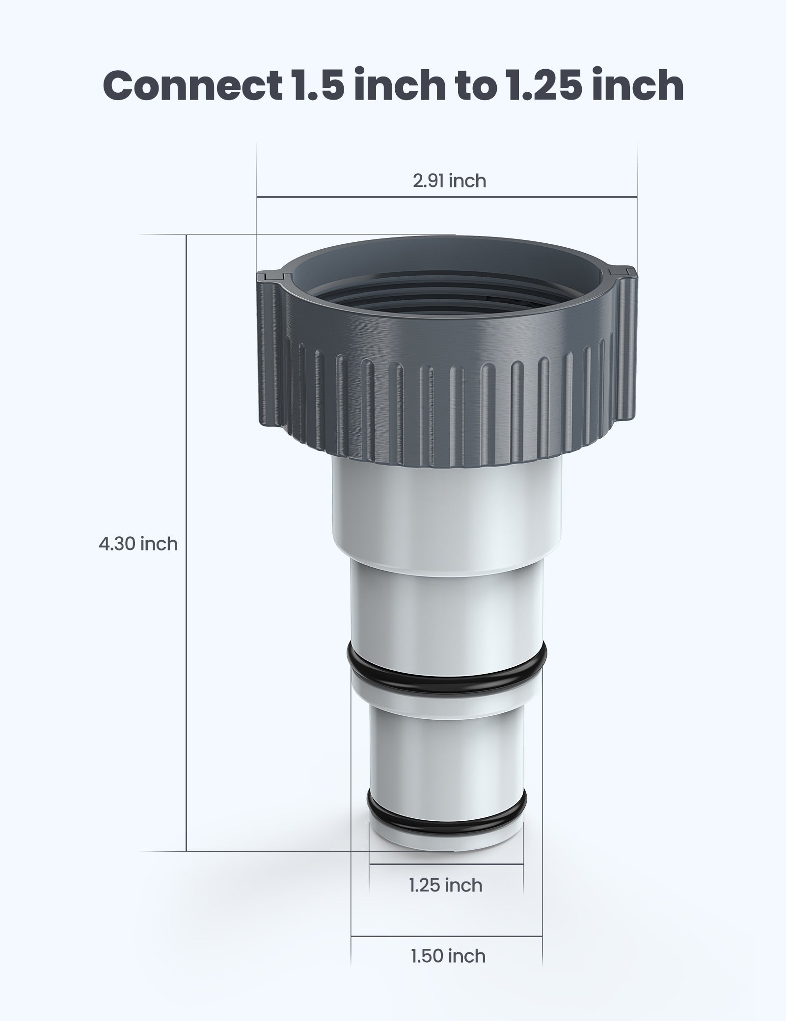 poolhacker Replacement Hose Adapter w/Collar for Above Ground Swimming Pool， 1.5