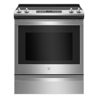 GE 30 in. 5.3 cu. ft. Slide-In Electric Range in Stainless Steel with Convection Air Fry Cooking JS760SPSS