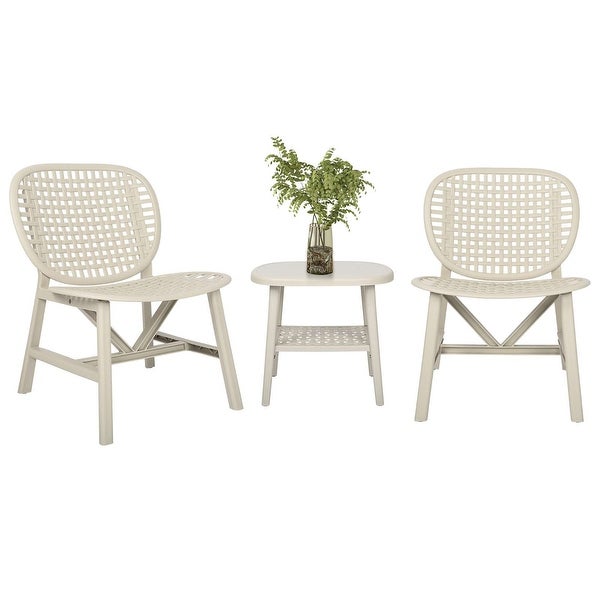 3 Pieces Hollow Design Retro Patio Table Chair Set - Overstock - 37914445