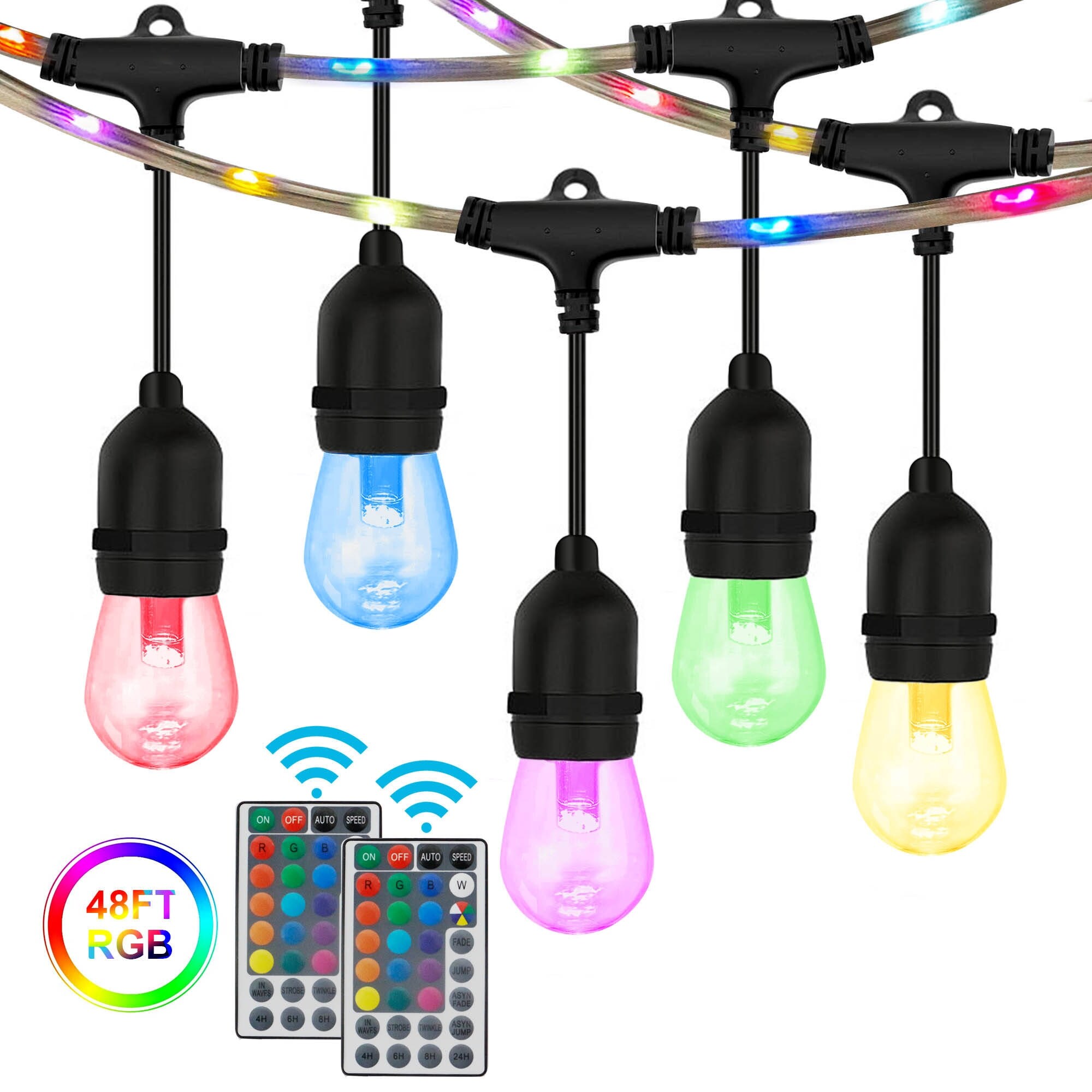 48ft RGB String Lights with RGB Wire 15+2 Bulbs Shopping - The Best Deals on String Lights | 39602860