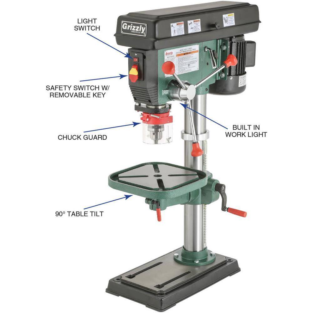 Grizzly Industrial 12 Speed Heavy-Duty Bench-Top Drill Press G7943