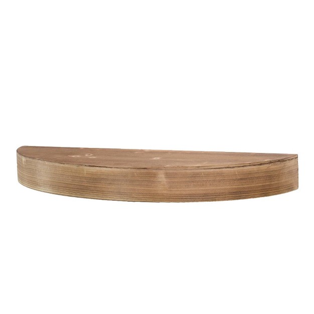 Small Round Wood Floating Decorative Wall Shelf Brown American Art Decor