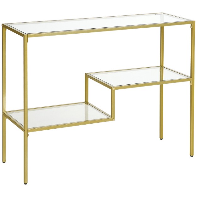 Tempered Glass Behind Sofa Table Narrow Entryway Table With Storage Shelves Steel Frame Glass Table