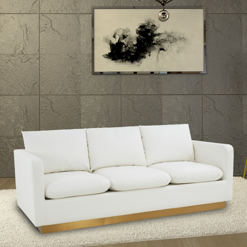 LeisureMod Nervo Modern Leather Sofa With Gold Base   Contemporary   Sofas   by LeisureMod  Houzz