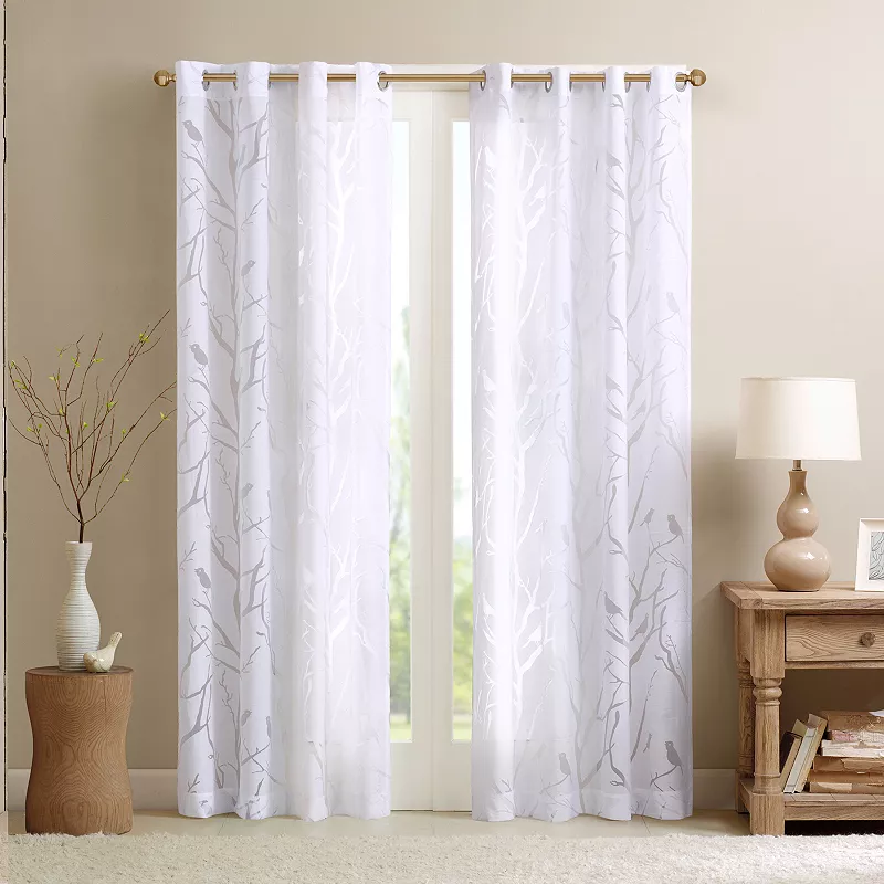 Madison Park 1-Panel Vina Sheer Bird Window Curtain