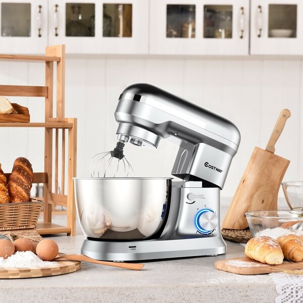 4.8 Qt 8-speed Electric Food Mixer with Dough Hook Beater - 13.5