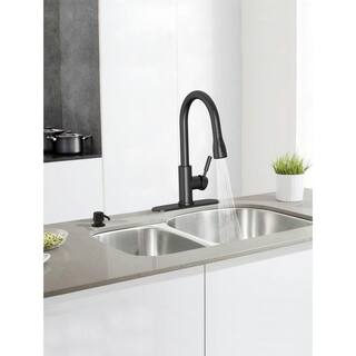 PRIVATE BRAND UNBRANDED Garrick Single-Handle Pull-Down Sprayer Kitchen Faucet in Matte Black D004O