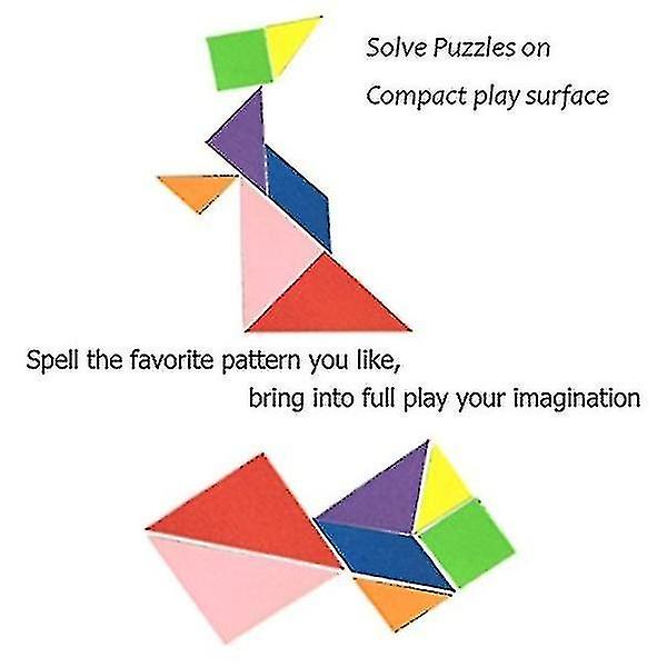 7 Piece Puzzle Square Wooden Jigsaw Tangram Puzzle I.q. Development Game Brain Teaser Intelligent Bl