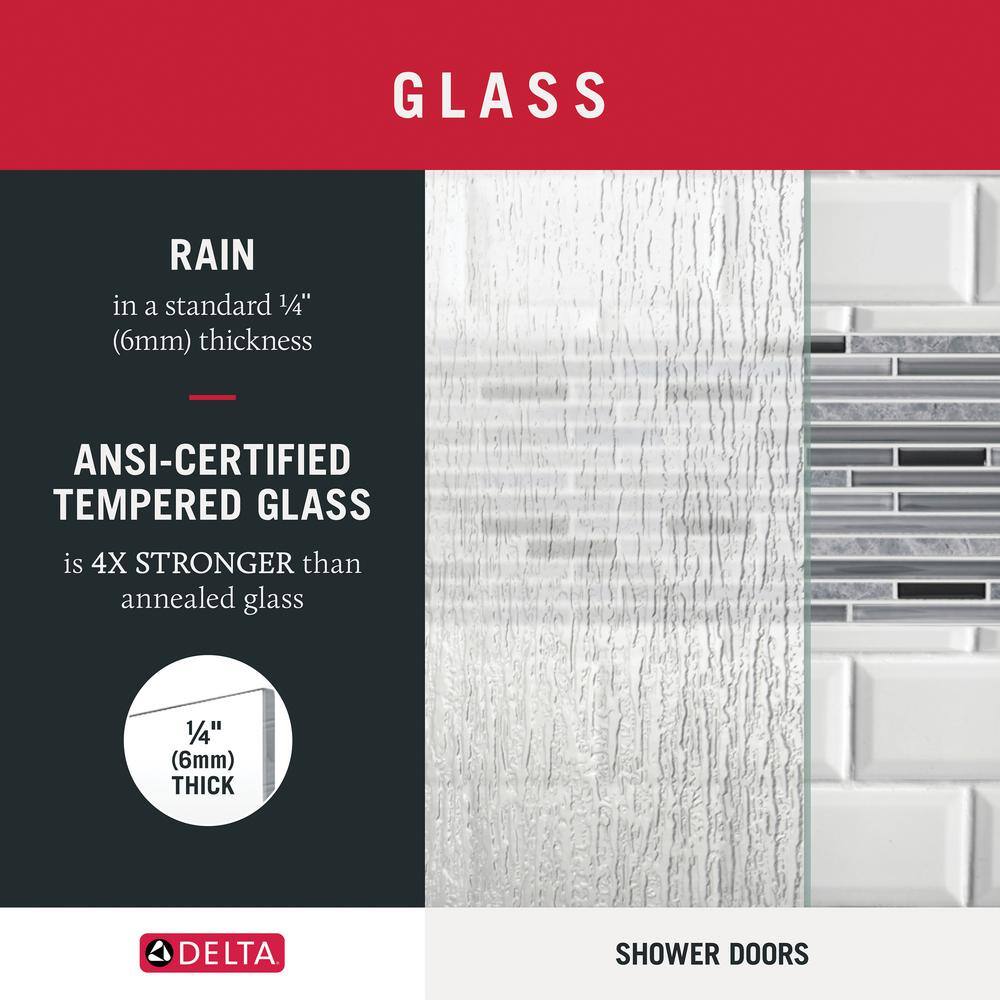 Delta Lyndall 60 in. x 70 in. Semi-Frameless Traditional Sliding Shower Door in Chrome with Rain Glass 1117970