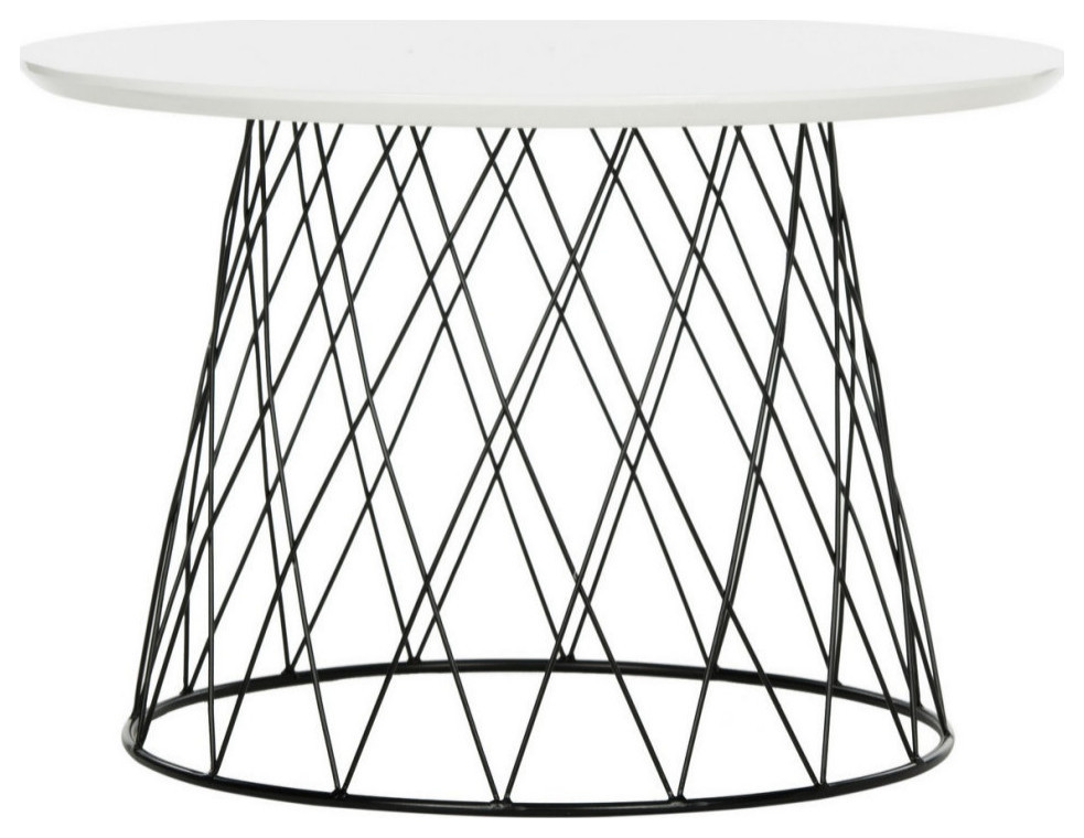 Leslie Retro Mid Century Lacquer End Table  White/Black   Transitional   Side Tables And End Tables   by Rustic Home Furniture Deco  Houzz