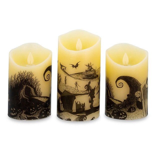 Ukonic Disney Nightmare Before Christmas Led Flickering Flameless Candles Set Of 3