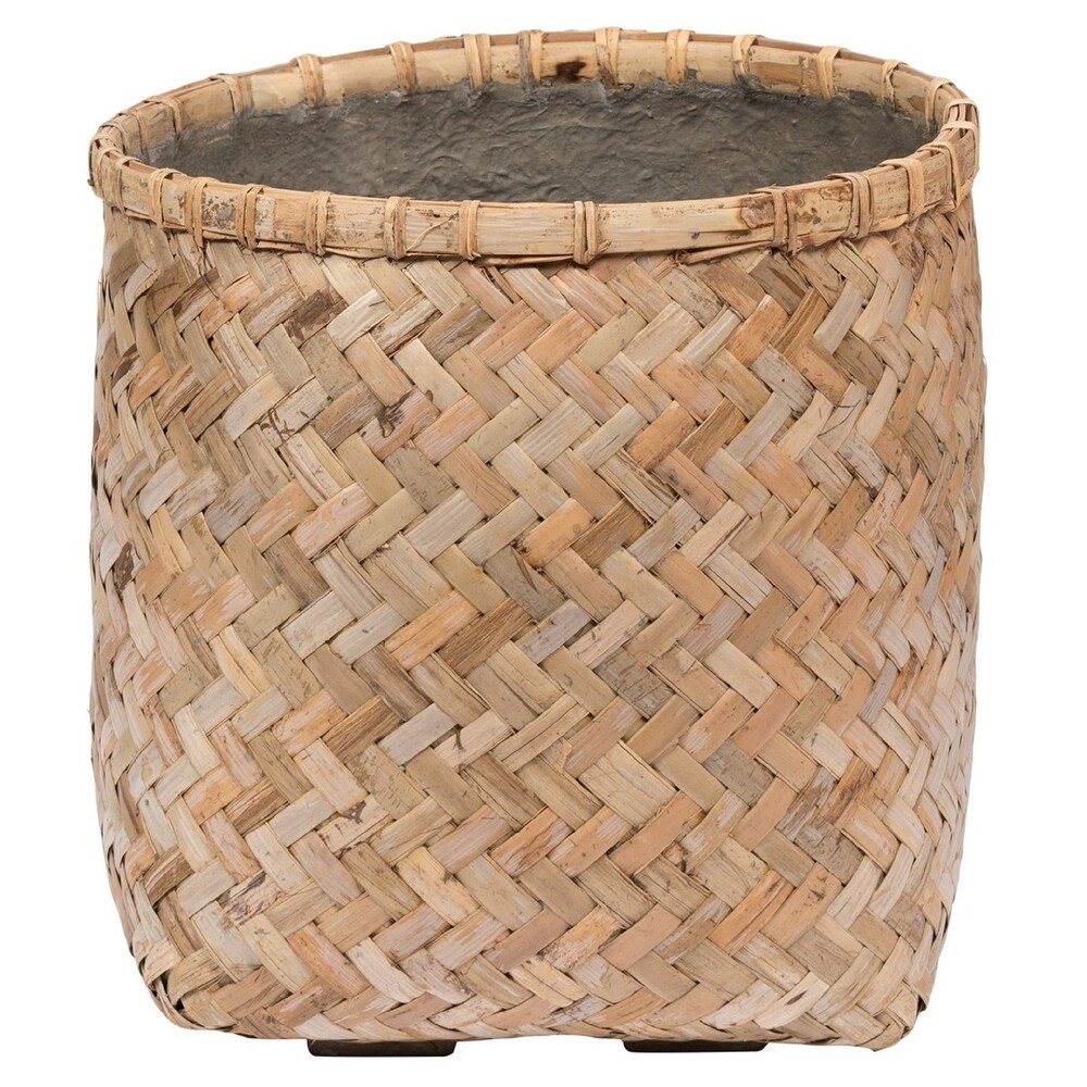 Pottery Pots Zayn Bamboo Indoor Outdoor Round Planter  Natural Finish