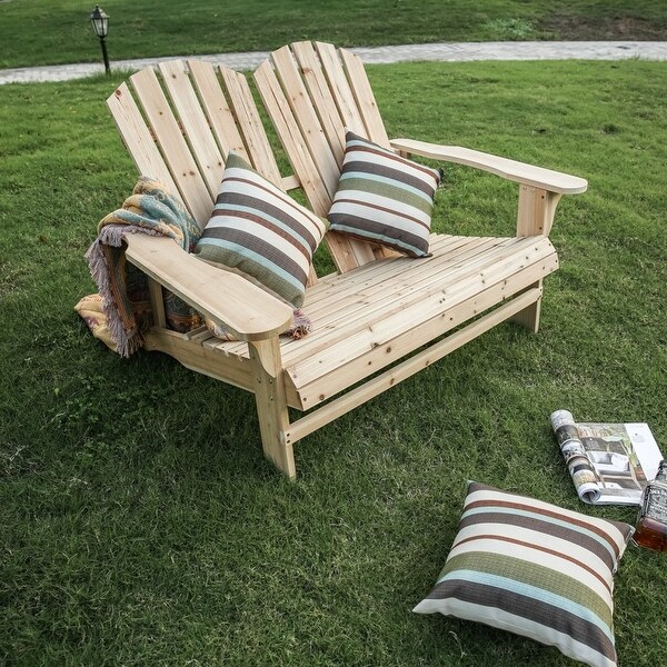 PATIO FESTIVAL Wooden Adirondack Loveseat