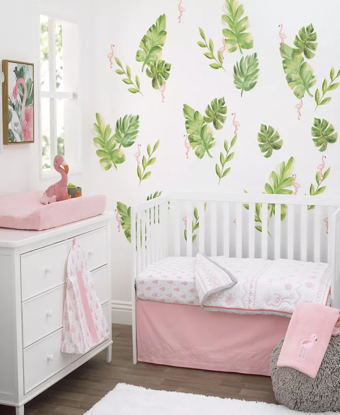 NoJo Tropical Flamingo 4-Piece Crib Bedding Set