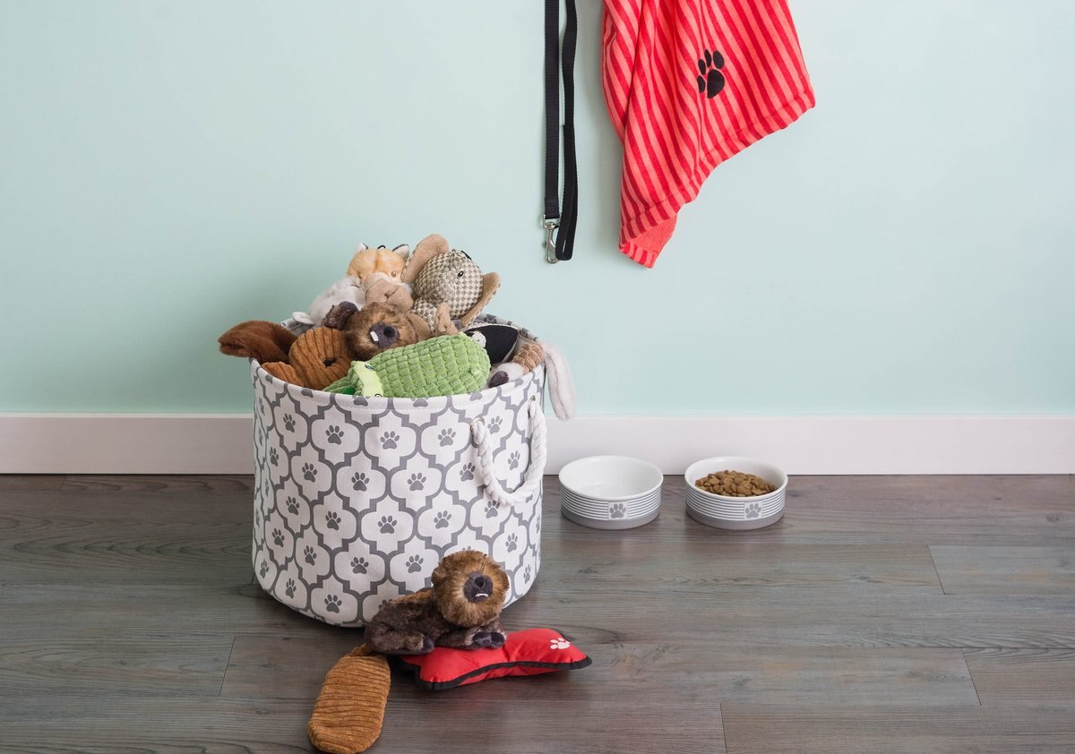 Bone Dry Paw Lattice Print Round Dog Storage Bin