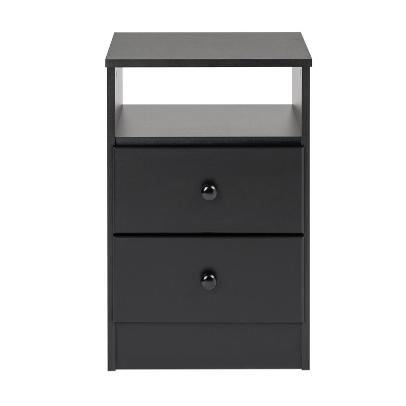 Home Square 4-Piece Set with 2 Nightstands Double Dresser 4-Drawer Chest, Black