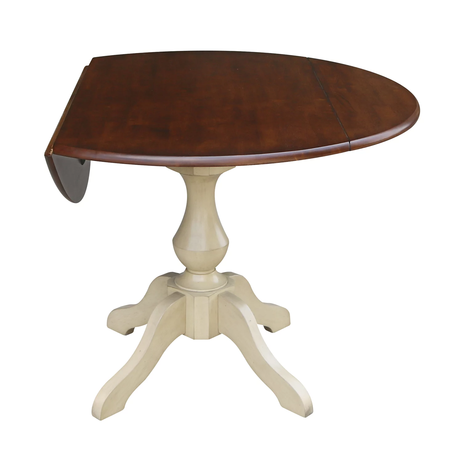 International Concepts Round Dual Drop Leaf Pedestal Dining Table