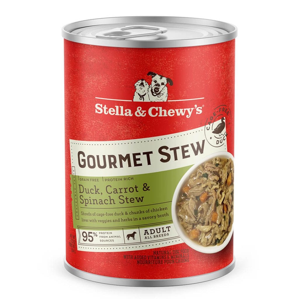 Stella  Chewys Gourmet Duck， Carrot，  Spinach Stew Canned Dog Food