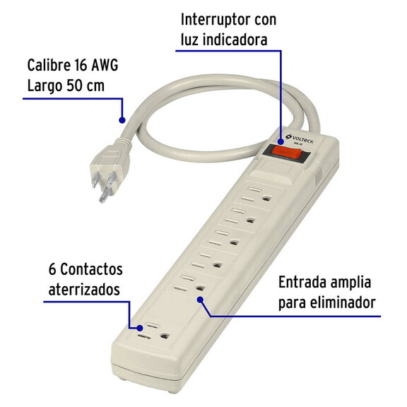 Volteck 47182 6 outlet Power Strip Voltech