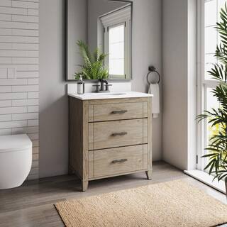 Glacier Bay Farmdale 30 in. W x 20 in. D x 37.9 in. H Bath Vanity in Natural Oak with Stone Top 30BV35083ZPO117