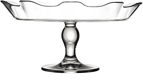 Circleware 54069 Gala Glass Cake Footed Stand Plate Serving Dish Platter， Home and Kitchen Entertainment Utensils for Fruit， Ice Cream， Dessert， Salad， Cheese， Candy， All Food， 12.5 x 6， Clear