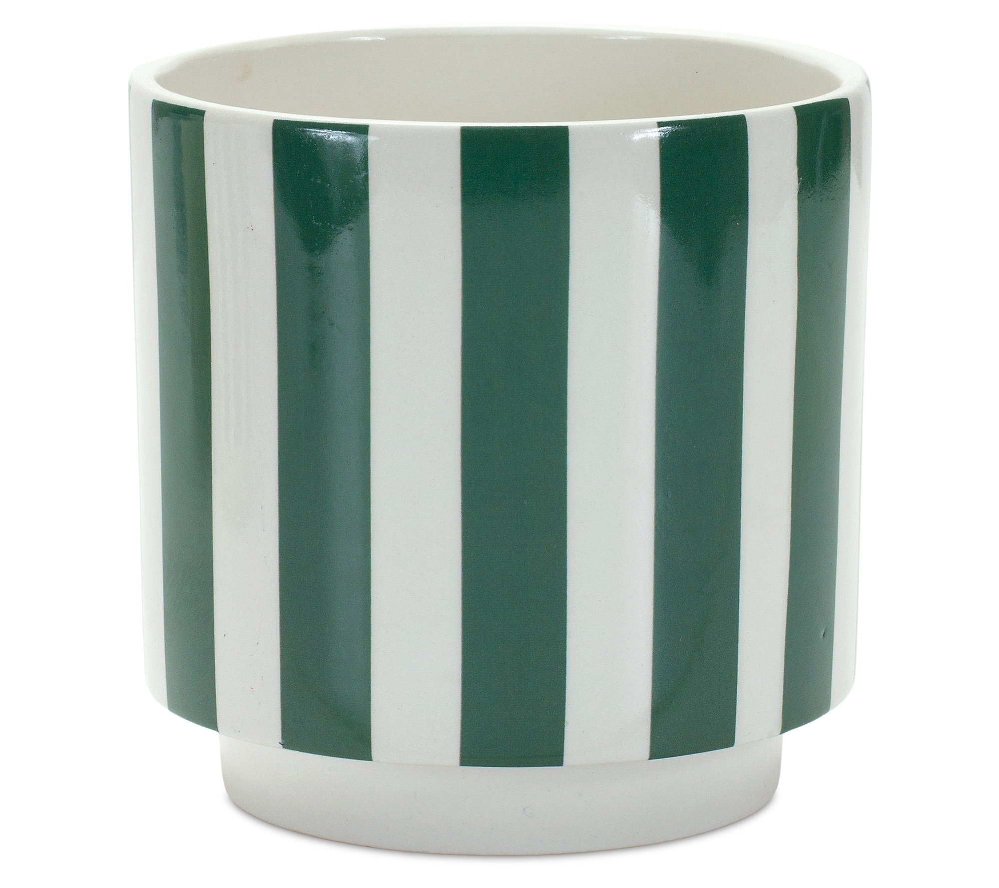 Melrose Olive Stripe Glazed Planter (Set of 2)