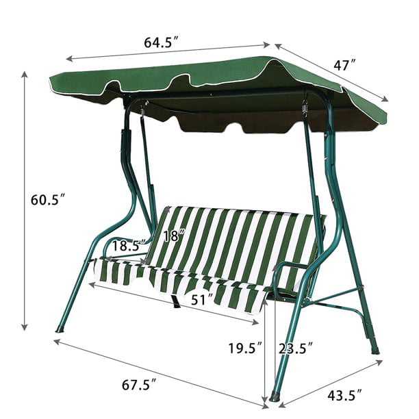 SKONYON Outdoor Swing Canopy Patio Swing Chair 3 Person Canopy Hammock