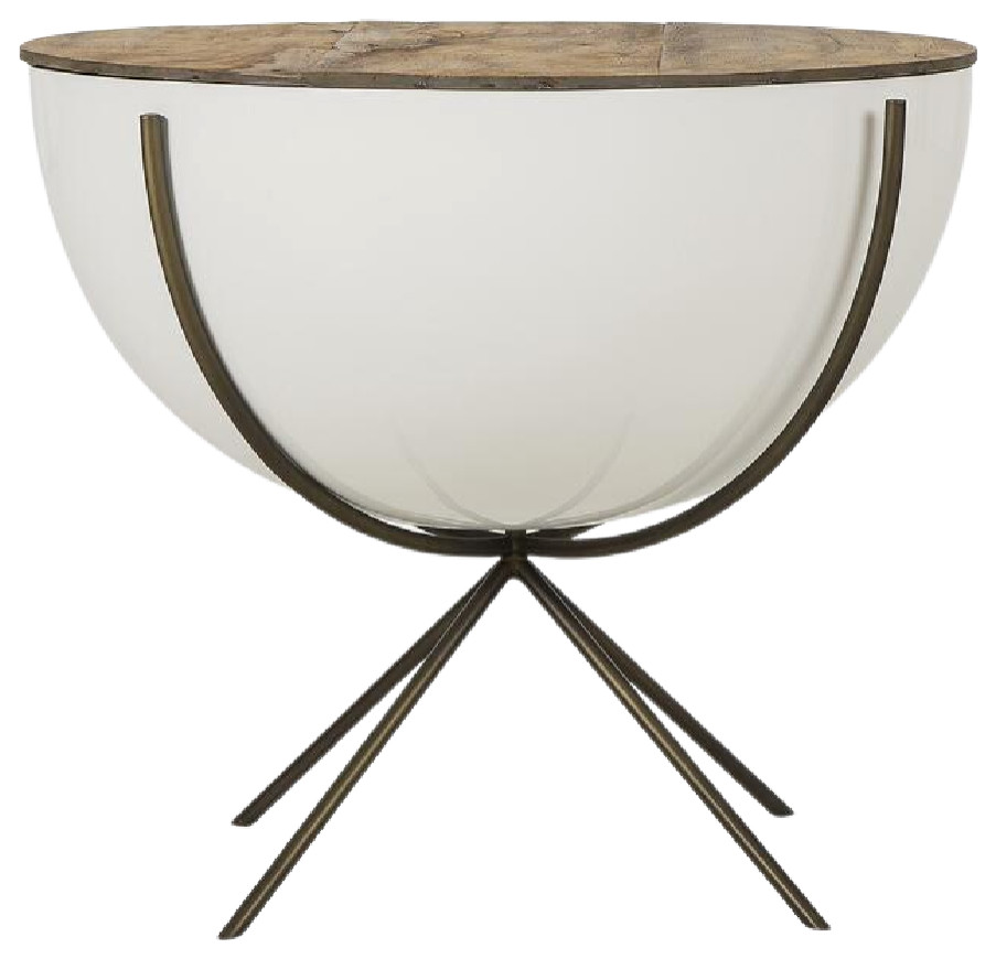 White Fiberglass Bowl Side Table  Andrew Martin Danica   Midcentury   Side Tables And End Tables   by Oroa   Distinctive Furniture  Houzz