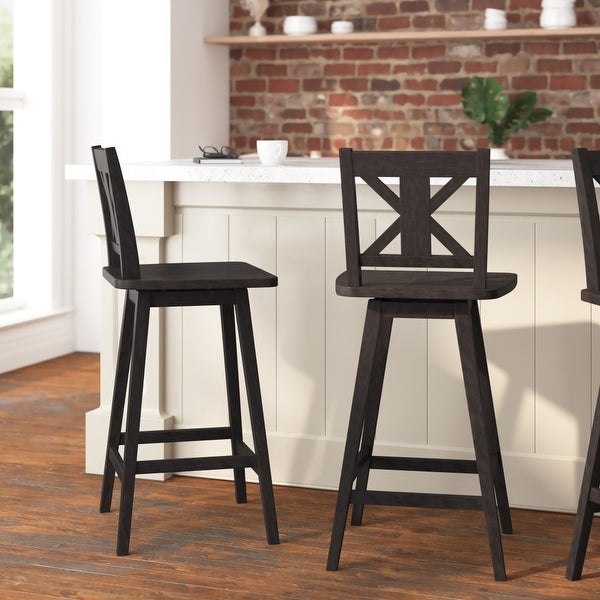 Modern Farmhouse Wooden Swivel Bar Stool