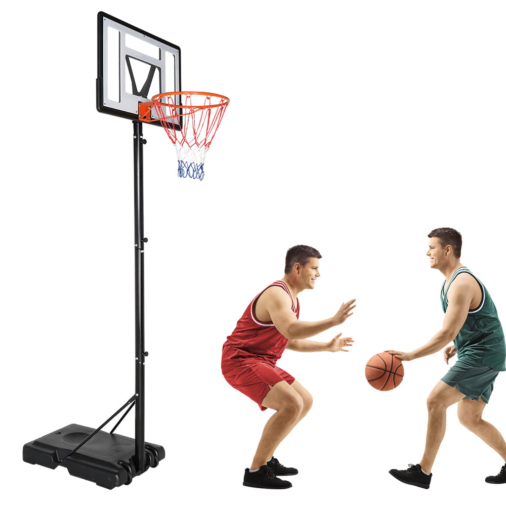 Winado PVC Portable Basketball Hoop， Height Adjustable 8'-10' Basketball Goal Stand