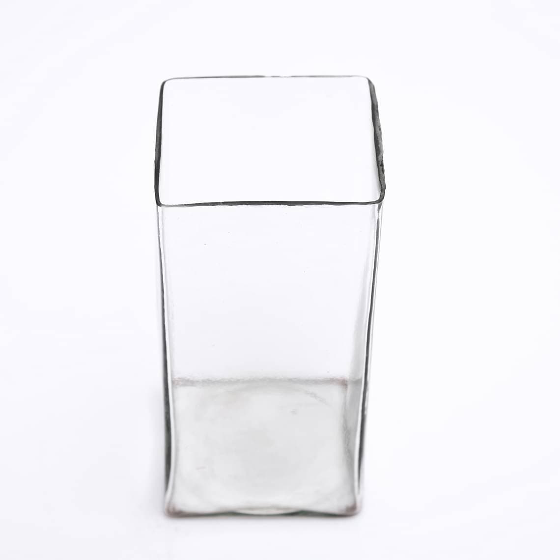 4 inch (10 cm) Square glass vase (8 inch (20 cm) ht)