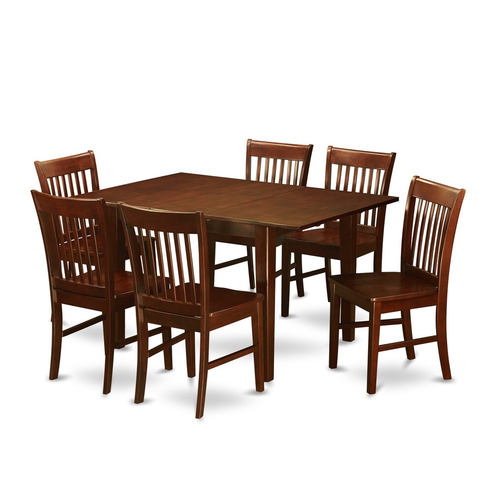 East West Furniture 7 Piece Dining Room Furniture Set  a Wooden Table and 6 Kitchen Chairs  Mahogany (Chair Seat Option)