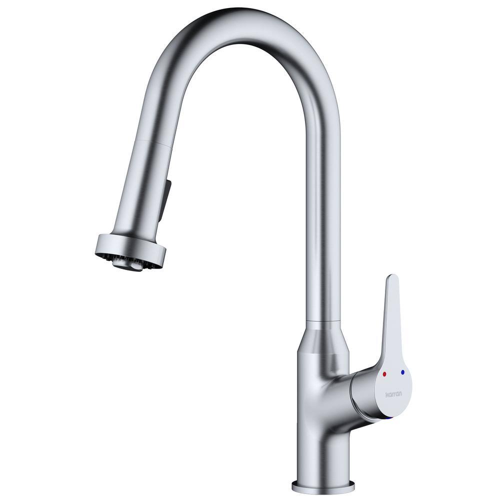 Karran Dockton Single Handle Pull Down Sprayer Kitchen Faucet in Stainless Steel KKF250SS