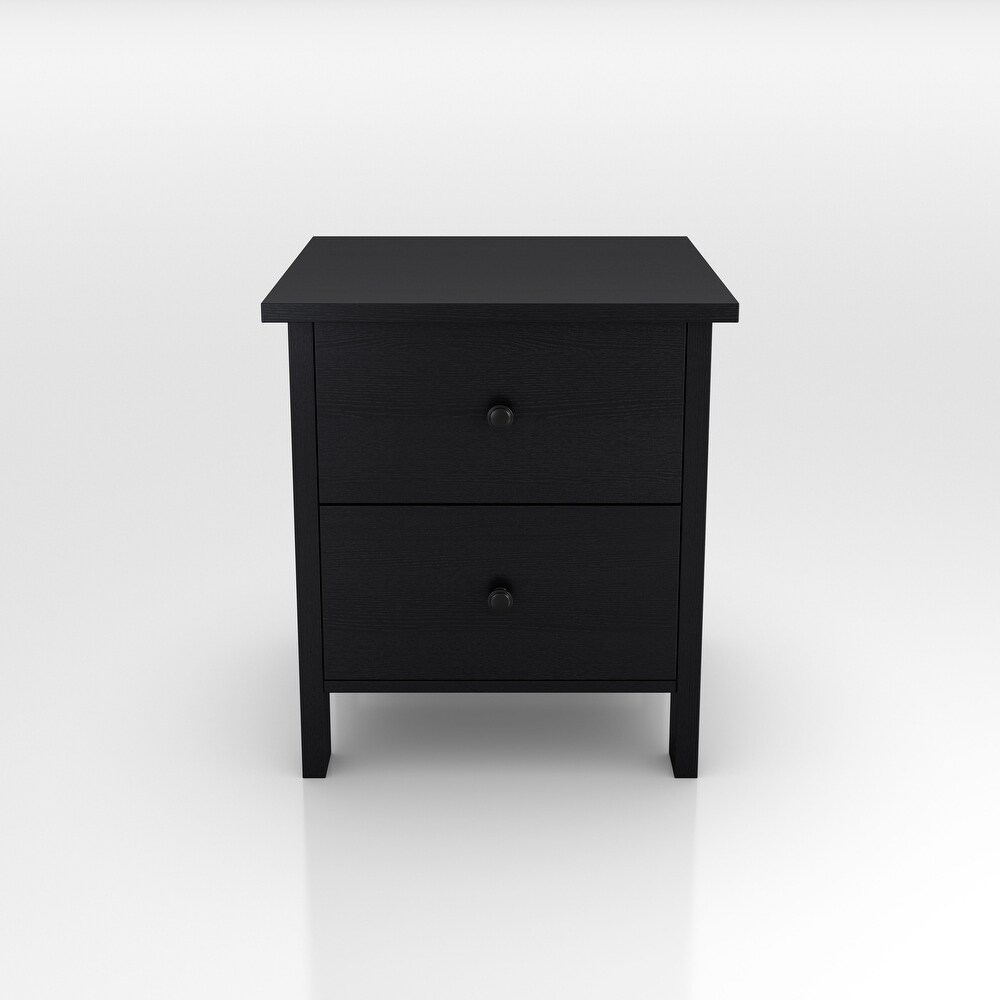 DH BASIC Transitional Neutral Finish 2 Drawer Nightstand by Denhour