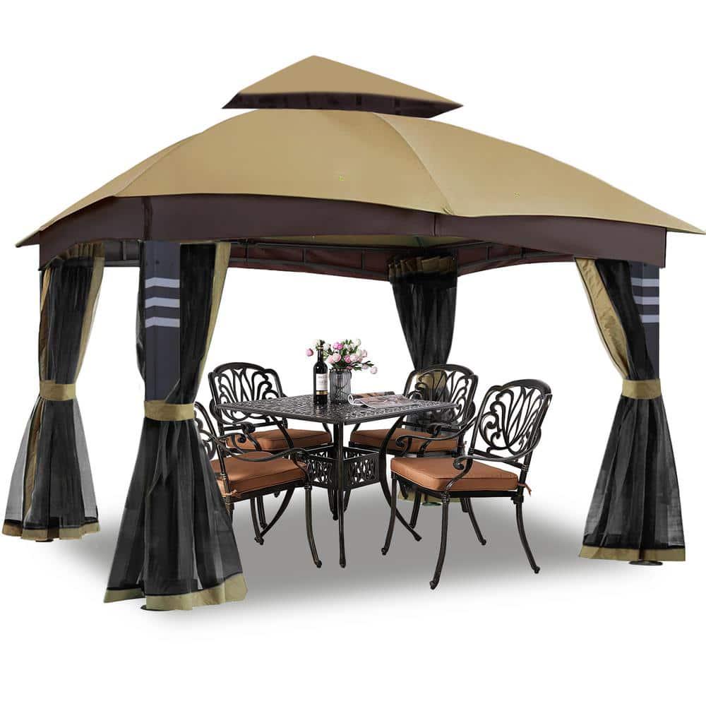 Terracemaster 10 ft x 12 ft Outdoor Garden Gazebo Mesh Giveaway for Shade and Rain in Yards Lawn Backyards