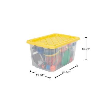 HDX 27 Gal. Storage Tote in Clear with Yellow Lid 206231