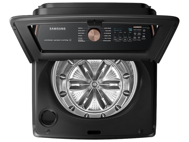 Samsung WA55A7700AV 5.5 Cu. Ft. Extra-Large Capacity Smart Top Load Washer With Auto Dispense System In Brushed Black