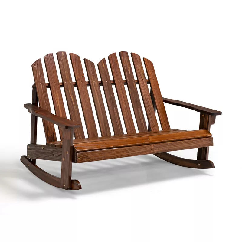 2 Person Adirondack Rocking Chair with Slatted seat